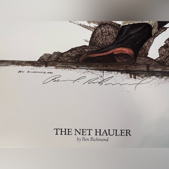 1990‎ Ben Richmond Storm Watch & The Net Hauler Limited Edition Lithograph Sign - Picture 5 of 15